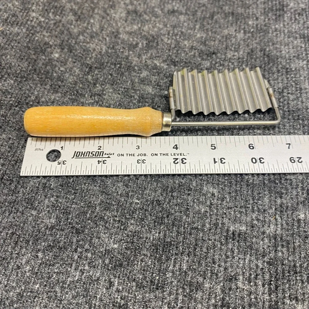 Vintage Crinkle Cutter Wavy Vegetable Slicer Potato Fry Cutter Wood Handle